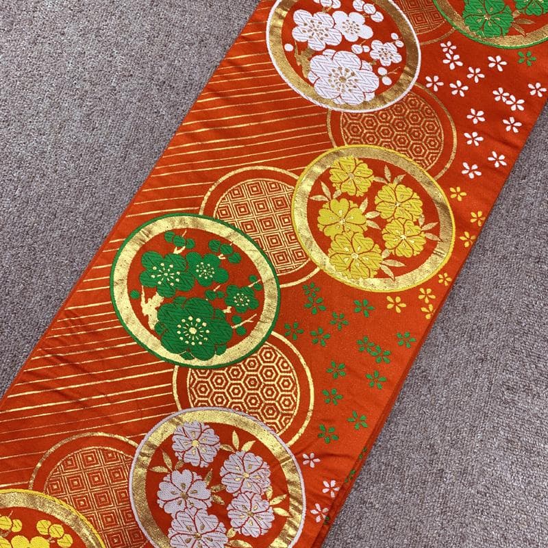 507ag60□七五三 七歳 女児 着物&袋帯 金彩 鈴 蝶□状態良好