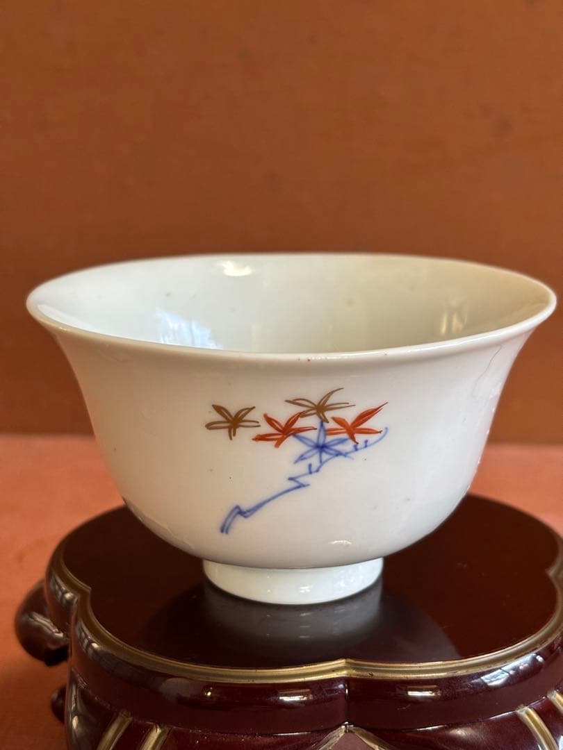 古伊万里柿右衛門様式色絵楓文向付五客揃　完品　検そば猪口