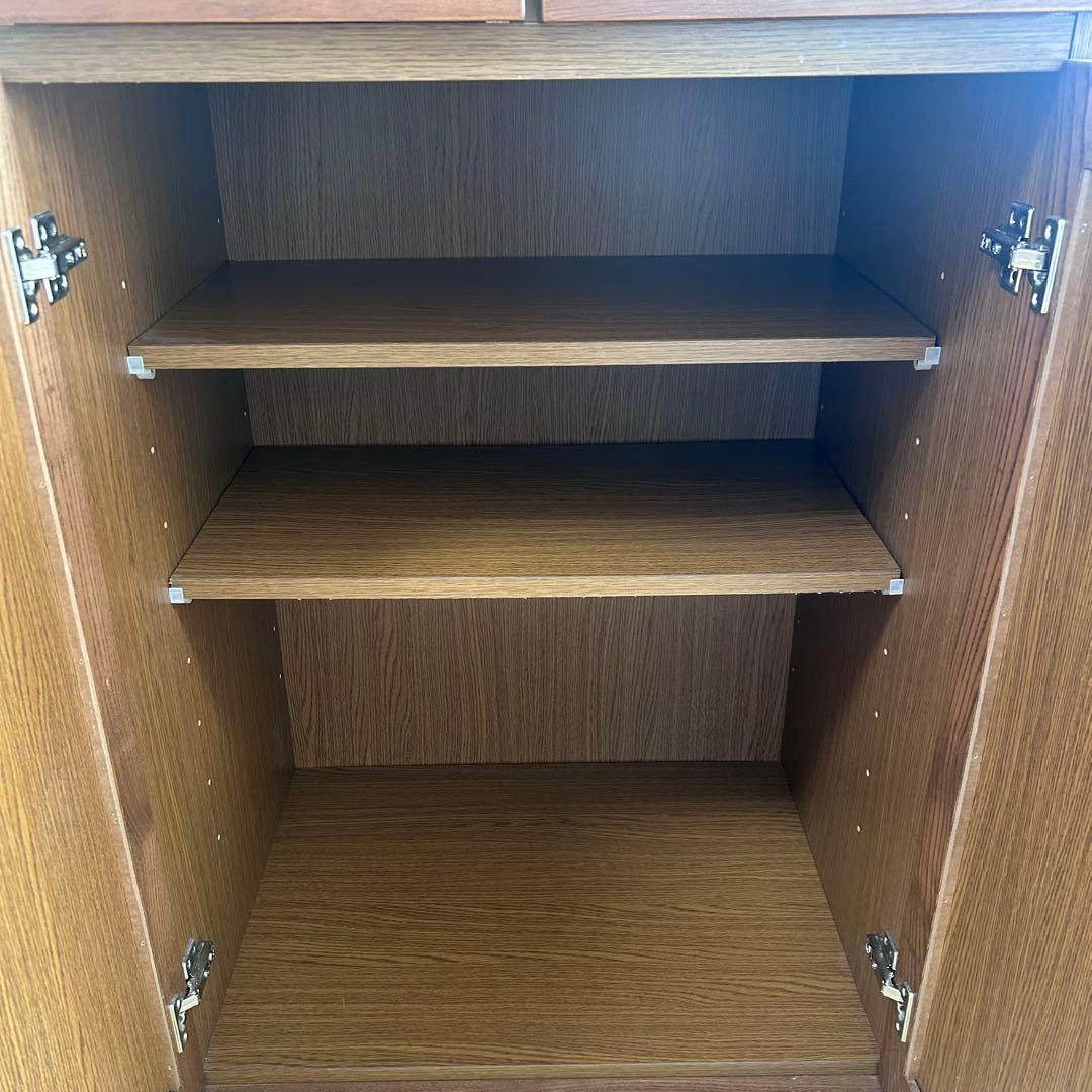 大川家具　木製キャビネット　ルーバー　格子　スライド棚　日本製　仏具台ハイタイプ