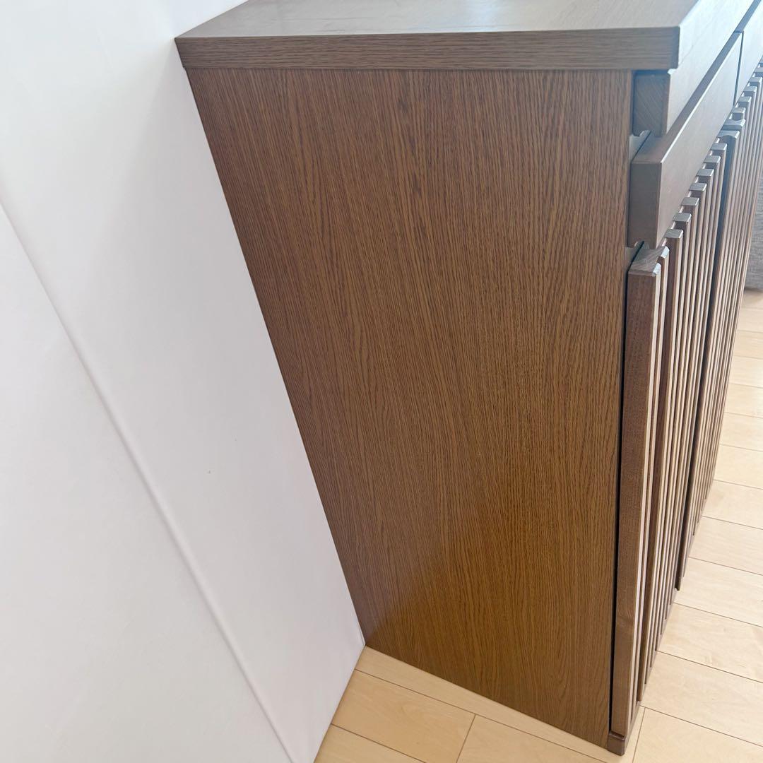 大川家具　木製キャビネット　ルーバー　格子　スライド棚　日本製　仏具台ハイタイプ