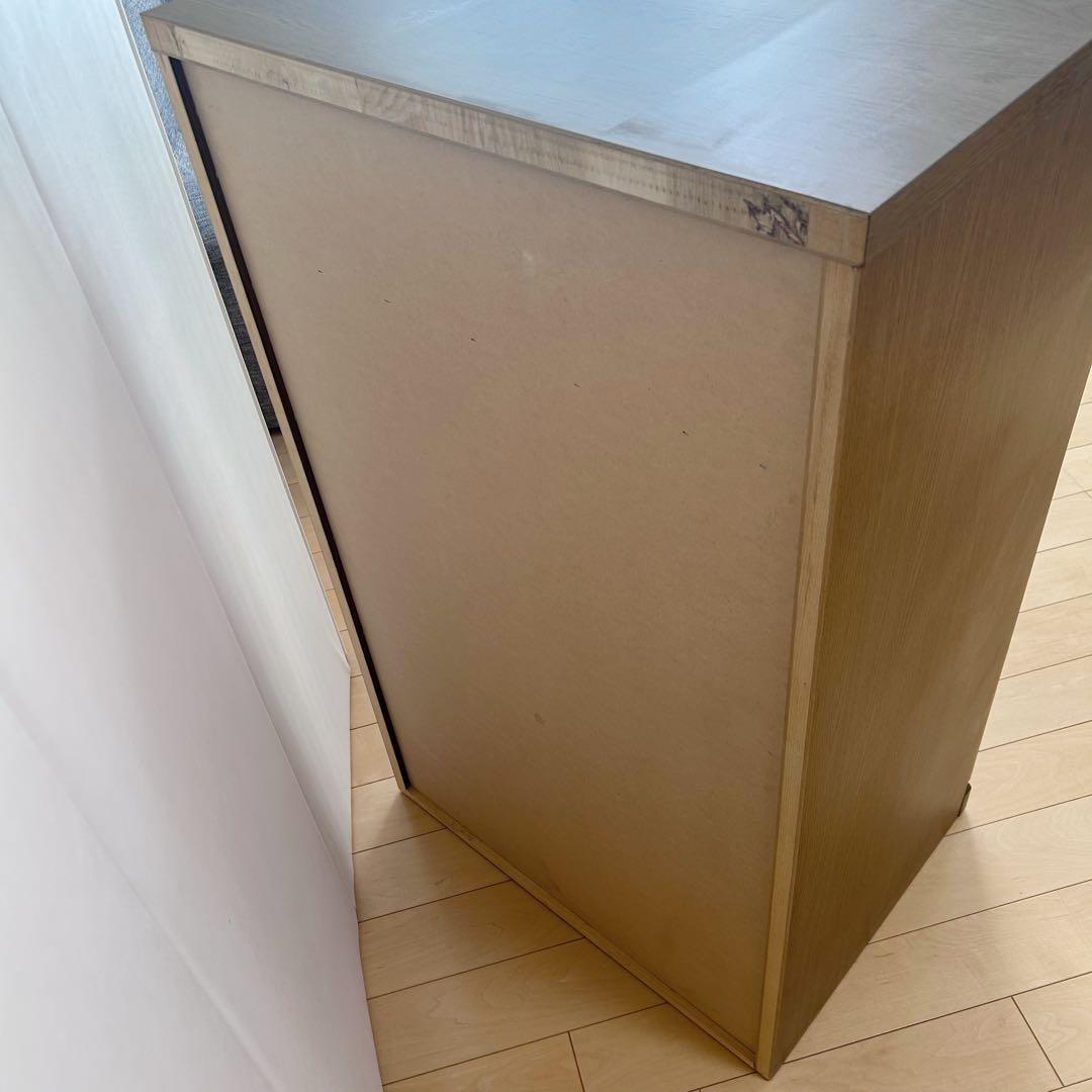 大川家具　木製キャビネット　ルーバー　格子　スライド棚　日本製　仏具台ハイタイプ