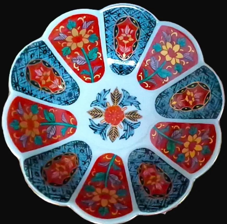 新品 林九郎窯 十方割花地紋小鉢 金彩輪花鉢 古伊万里 波佐見焼 3客