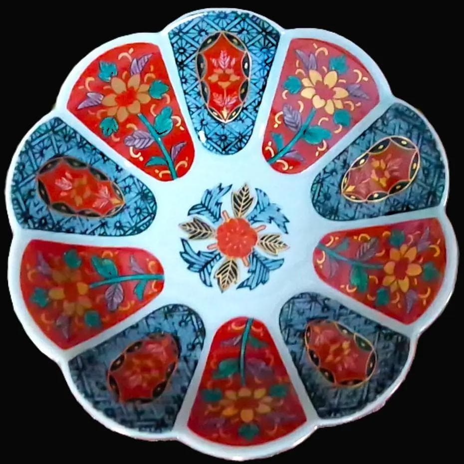新品 林九郎窯 十方割花地紋小鉢 金彩輪花鉢 古伊万里 波佐見焼 3客