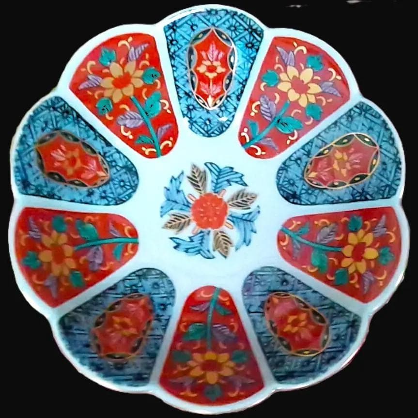 新品 林九郎窯 十方割花地紋小鉢 金彩輪花鉢 古伊万里 波佐見焼 3客