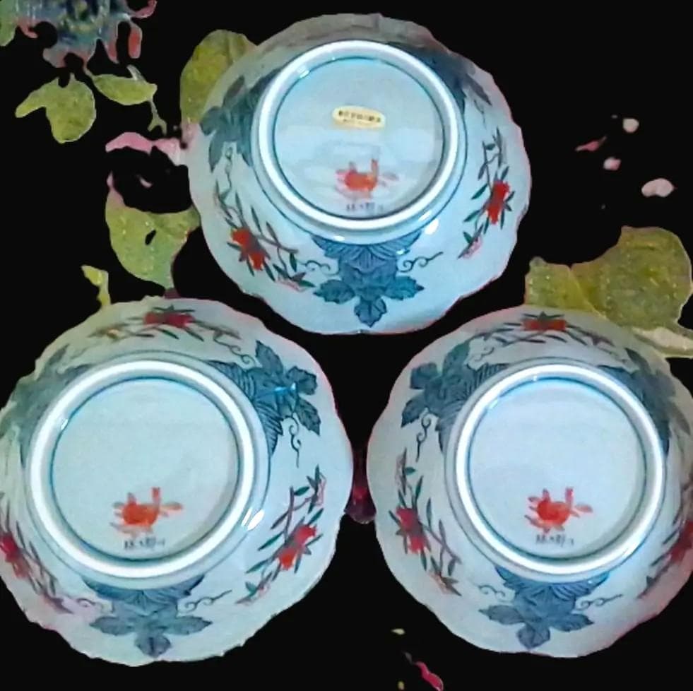 新品 林九郎窯 十方割花地紋小鉢 金彩輪花鉢 古伊万里 波佐見焼 3客