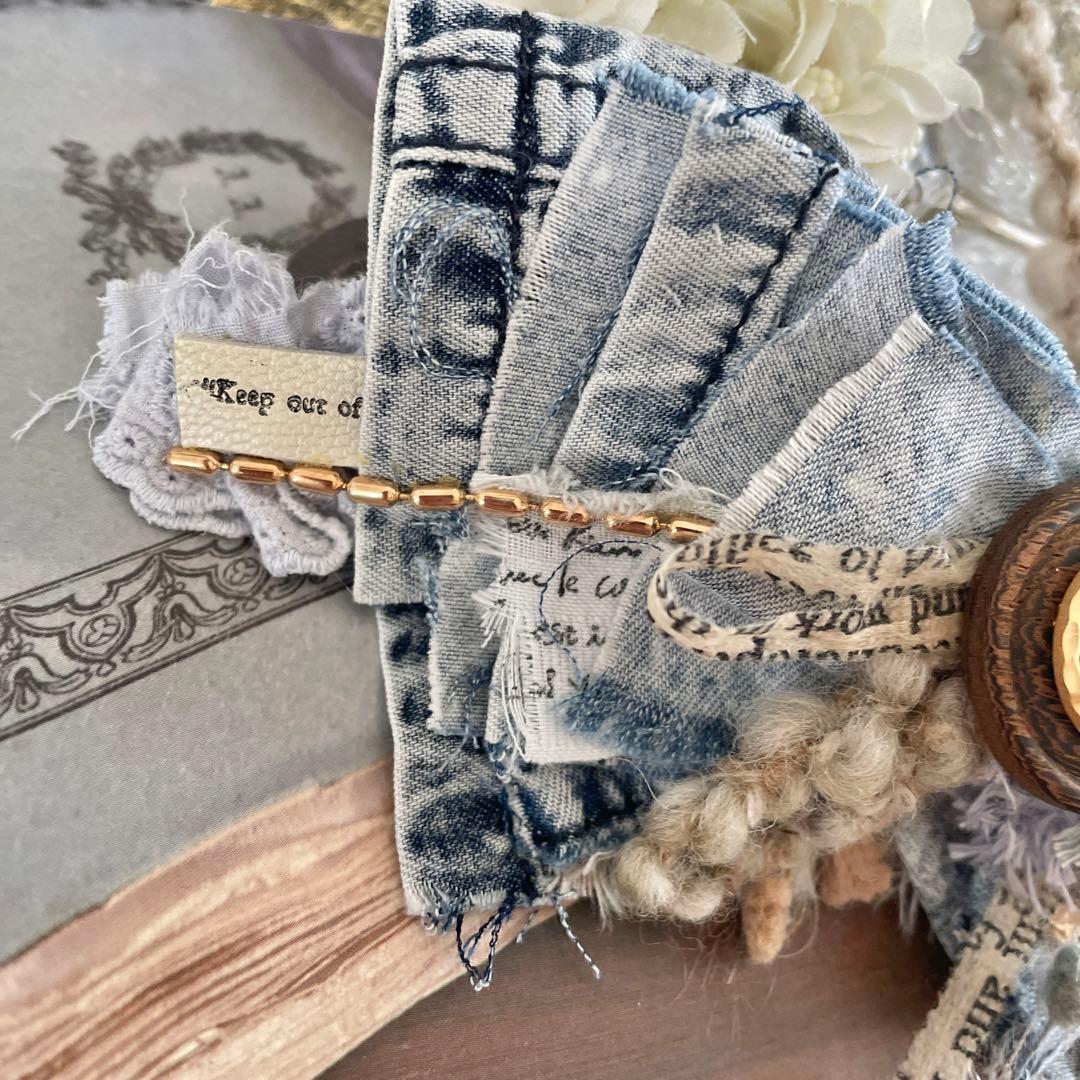 no.166 ハンドメイド✩.*˚デニムのヴィンテージ風くちばしクリップ✩.*˚
