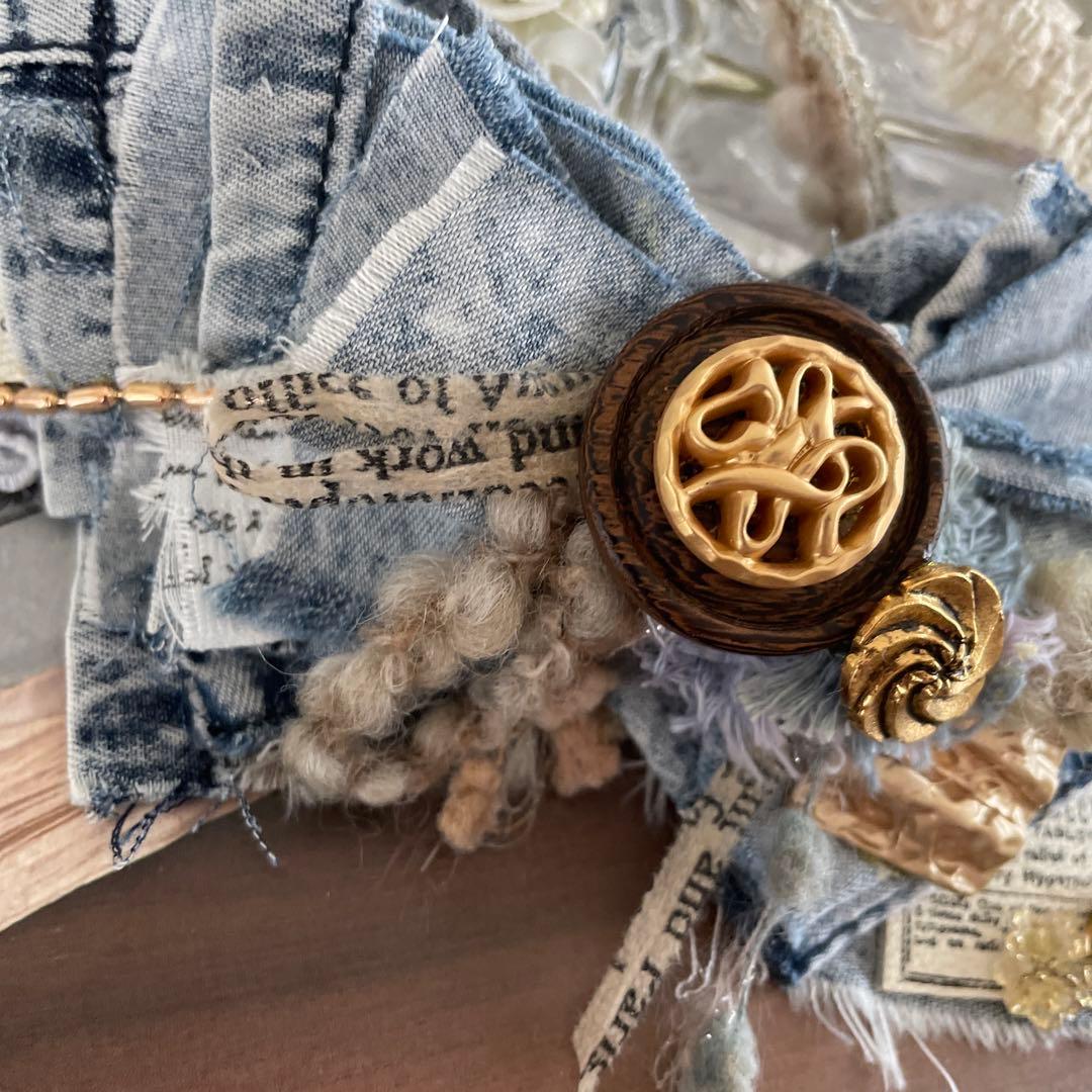 no.166 ハンドメイド✩.*˚デニムのヴィンテージ風くちばしクリップ✩.*˚