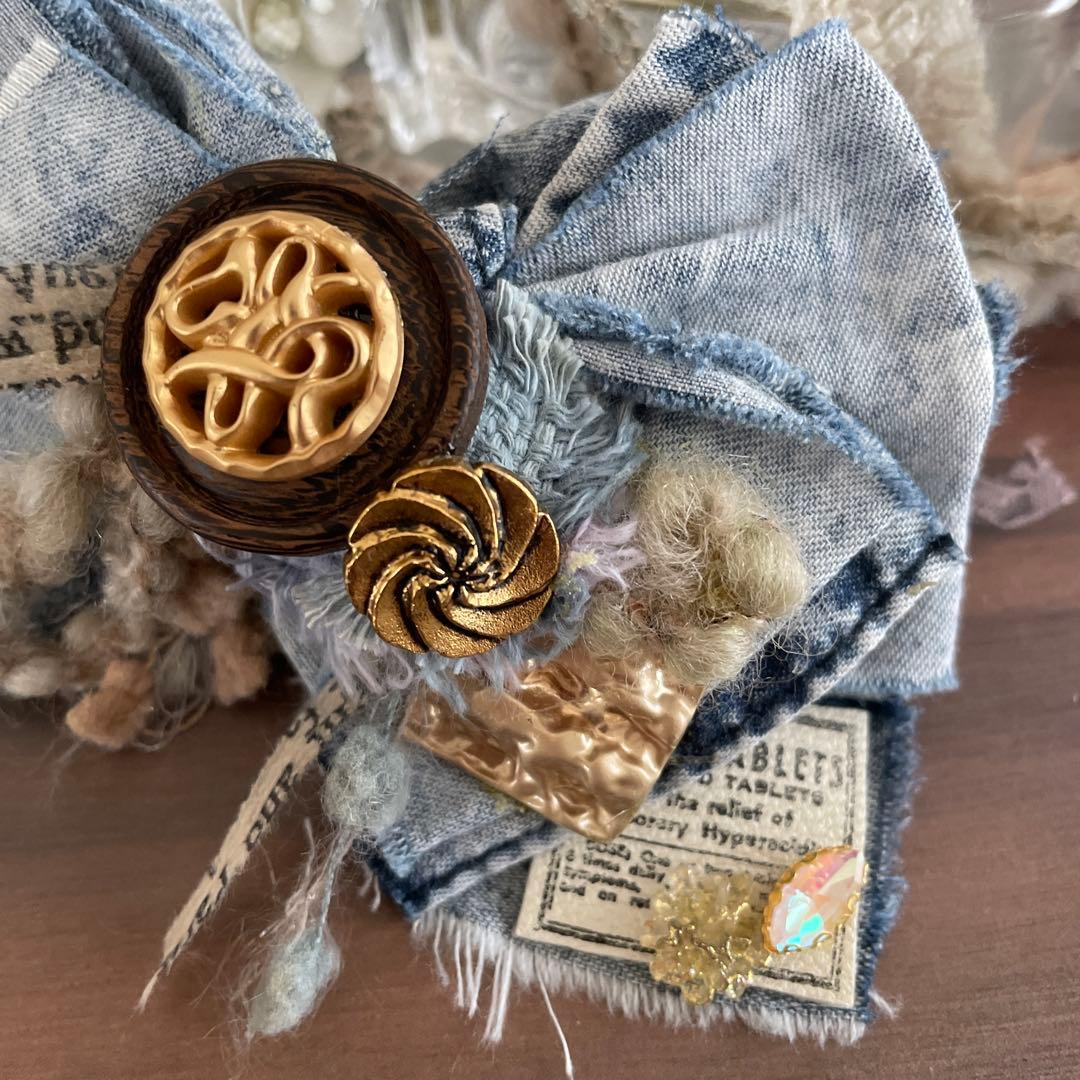 no.166 ハンドメイド✩.*˚デニムのヴィンテージ風くちばしクリップ✩.*˚