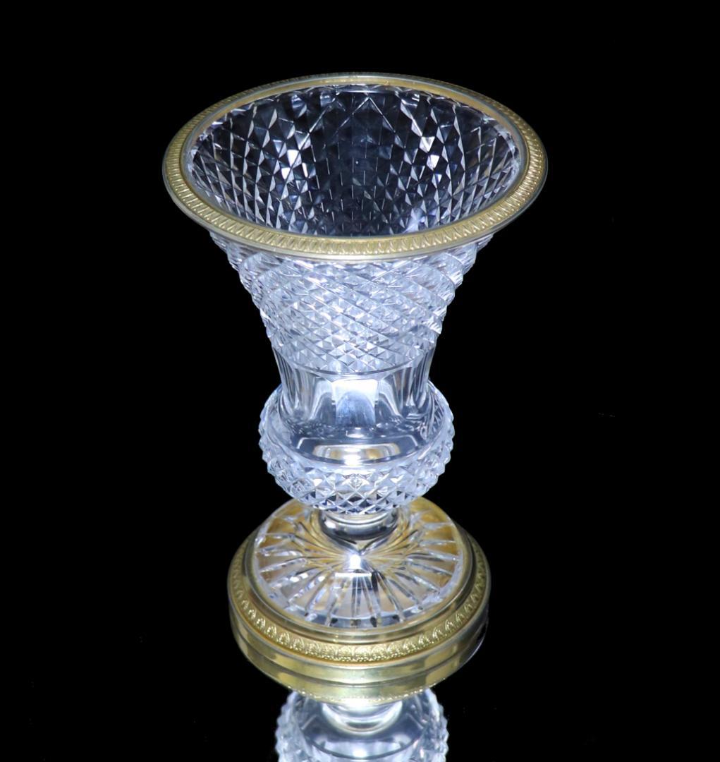 オールド・バカラ 1890年頃 メディシス型 大型金装飾花瓶 ダイヤモンドカット