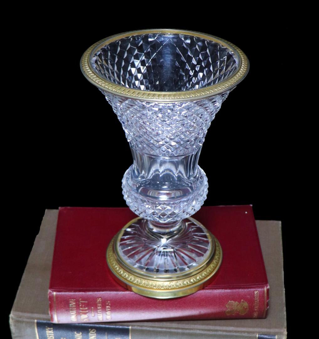 オールド・バカラ 1890年頃 メディシス型 大型金装飾花瓶 ダイヤモンドカット