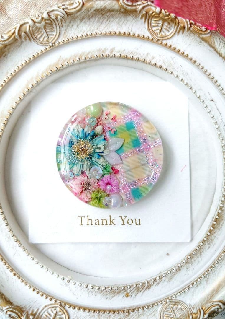 レジン　猫　ドライフラワー　ヘアゴム　ブローチ　ポニーフック　No.437