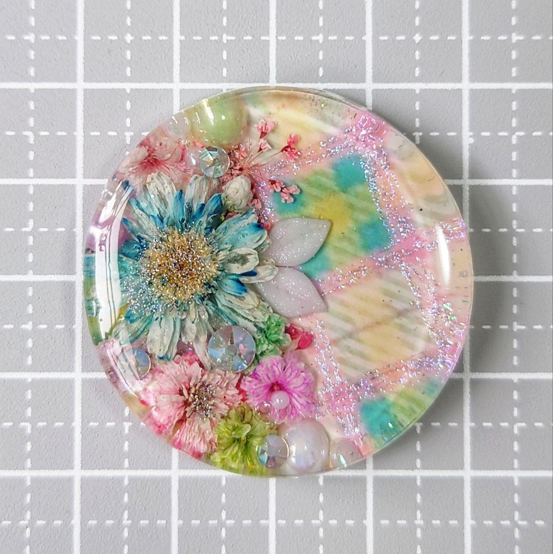 レジン　猫　ドライフラワー　ヘアゴム　ブローチ　ポニーフック　No.437