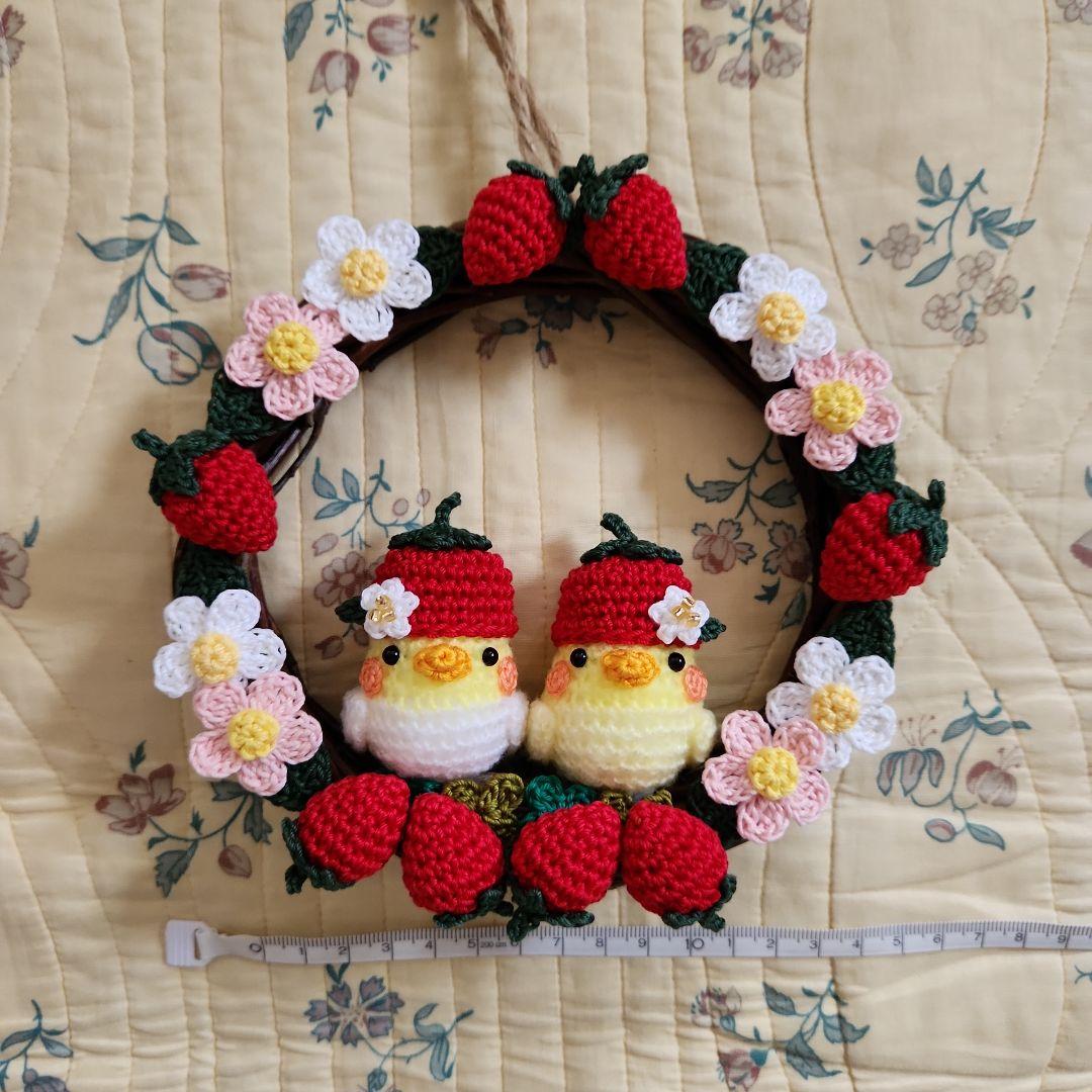 のんたん♡様ご確認用 ！いちごの帽子をかぶったオカメインコのリース 他1点