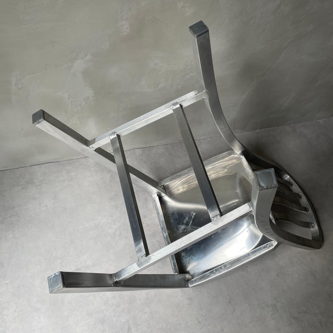 ネイビーチェア　アルミ製　ハイチェア　ハイスツール　シルバー　軽量