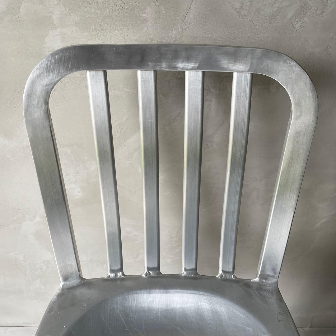 ネイビーチェア　アルミ製　ハイチェア　ハイスツール　シルバー　軽量