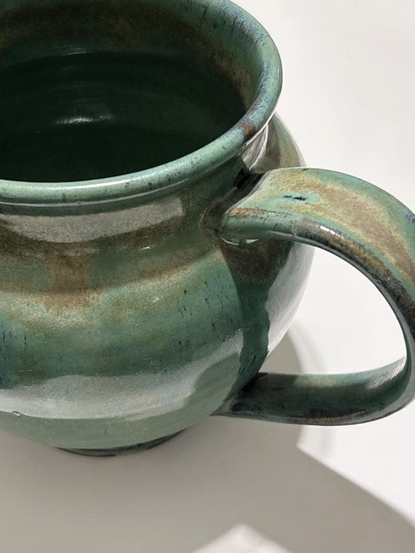 寺村光輔 益子焼 ピッチャー型花器 フラワーベース 民藝 糠青磁釉