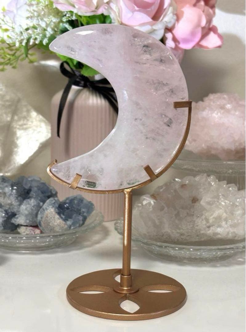 rin様　値下げ　高品質　ローズクォーツ　月　ムーン　スタンド付き