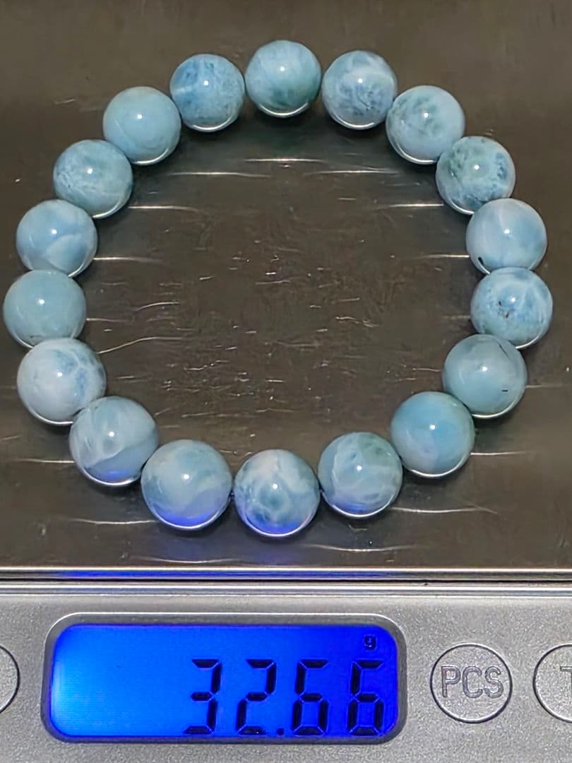 10.7㎜ ドミニカ共和国産ラリマーブレスレット　ブルーペクトライト