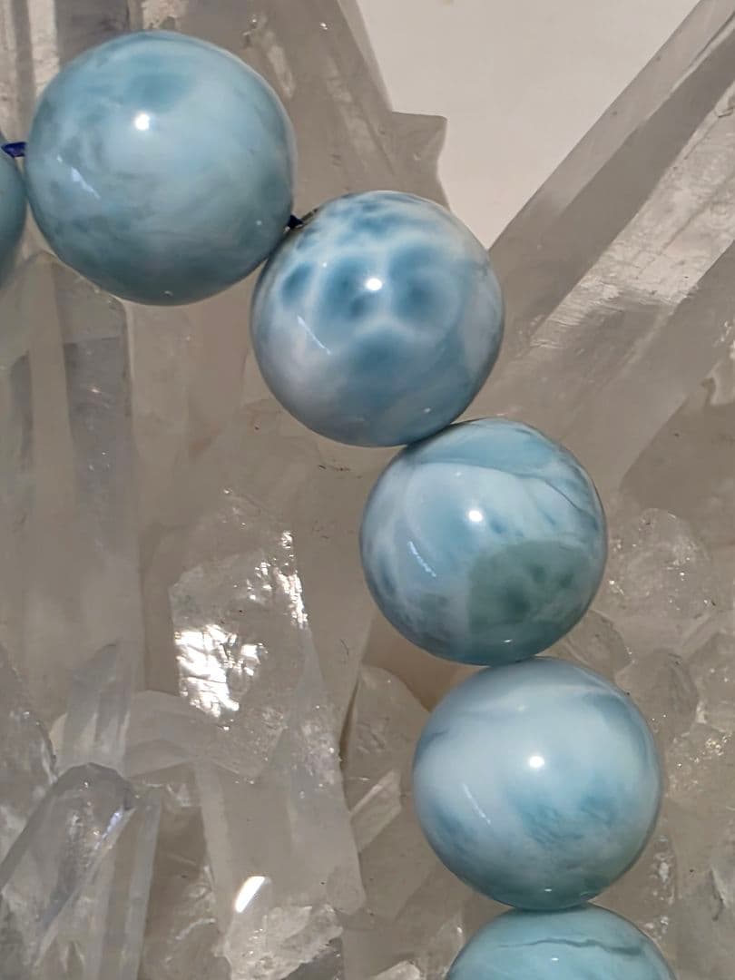 10.7㎜ ドミニカ共和国産ラリマーブレスレット　ブルーペクトライト