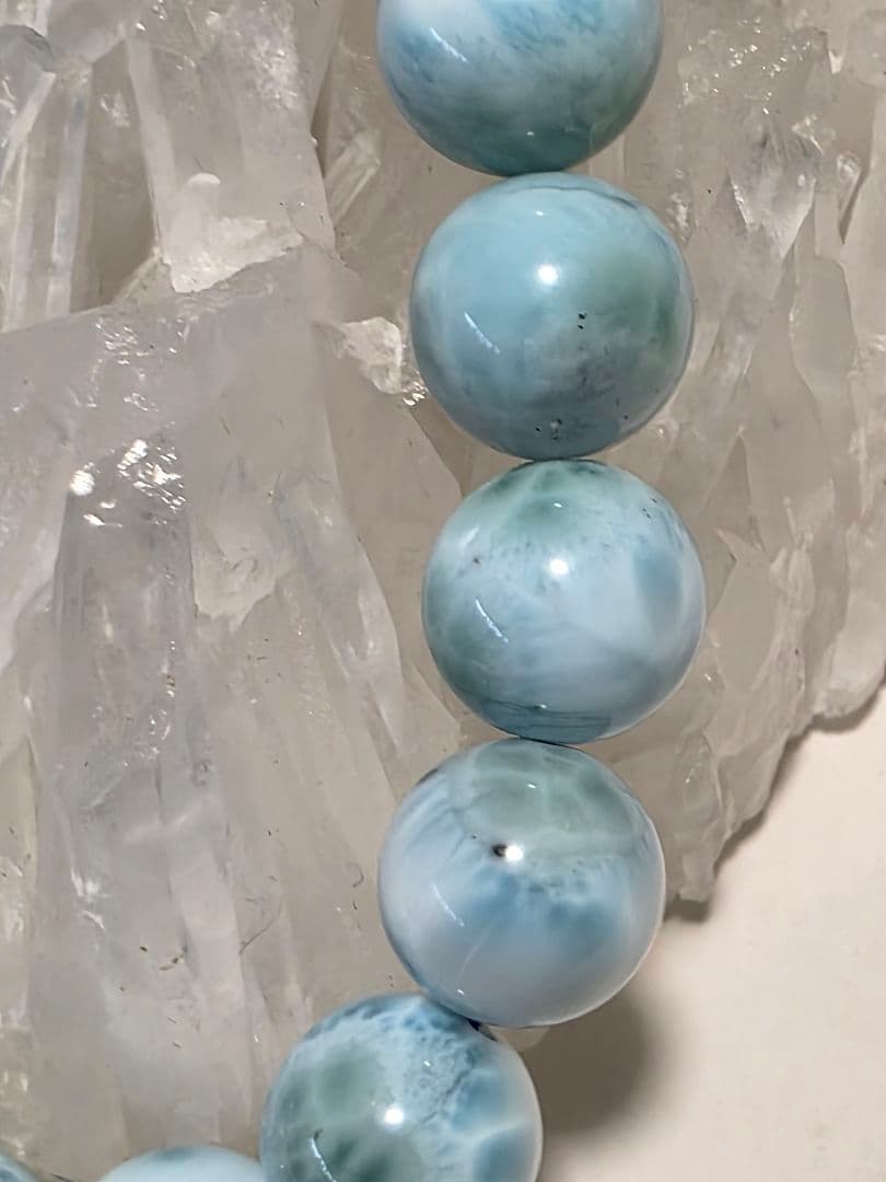 10.7㎜ ドミニカ共和国産ラリマーブレスレット　ブルーペクトライト