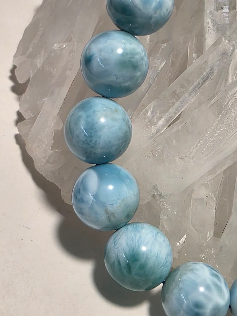 10.7㎜ ドミニカ共和国産ラリマーブレスレット　ブルーペクトライト