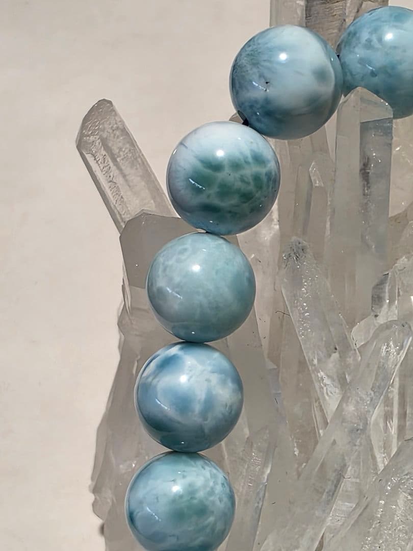 10.7㎜ ドミニカ共和国産ラリマーブレスレット　ブルーペクトライト