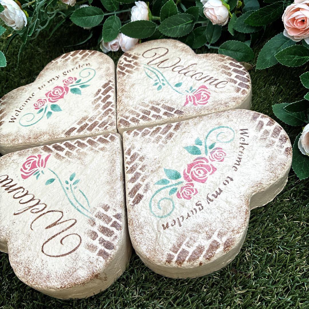 ★ ローズ@★ハートのステップストーン4個★マカロンに乗ったクマちゃん★