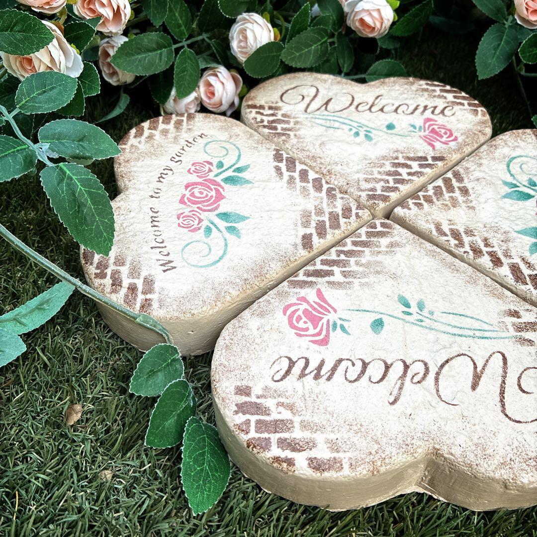 ★ ローズ@★ハートのステップストーン4個★マカロンに乗ったクマちゃん★