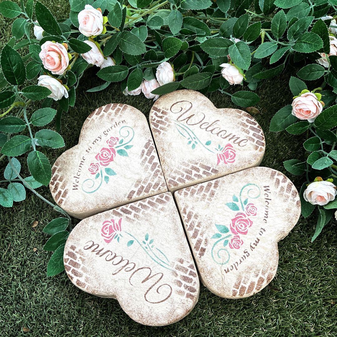 ★ ローズ@★ハートのステップストーン4個★マカロンに乗ったクマちゃん★