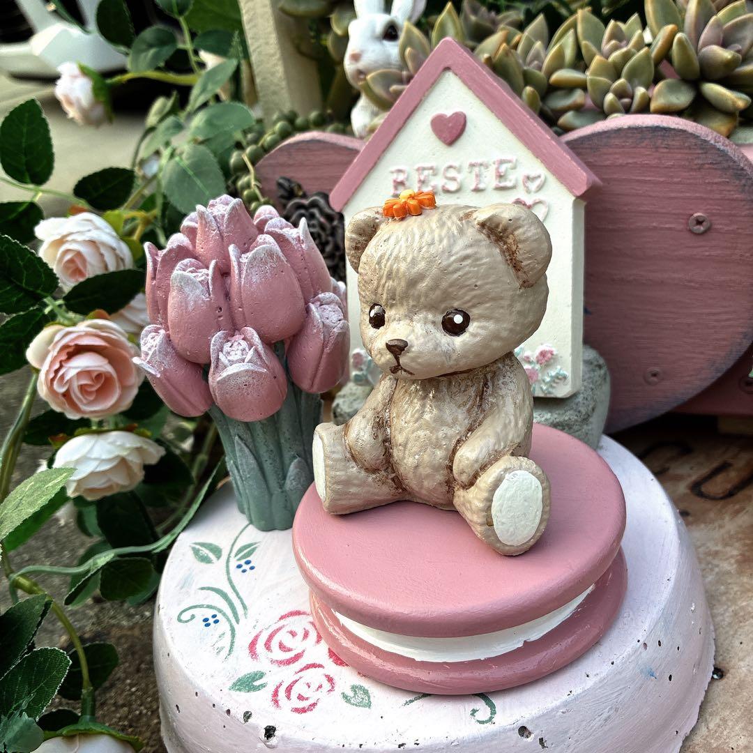 ★ ローズ@★ハートのステップストーン4個★マカロンに乗ったクマちゃん★