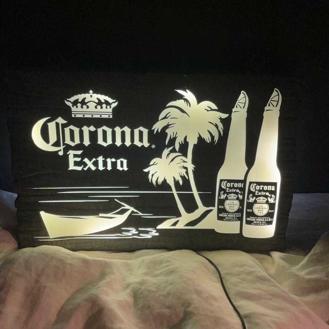 CORONA BEER コロナビール ウッド調 LEDサイン バーライト 看板