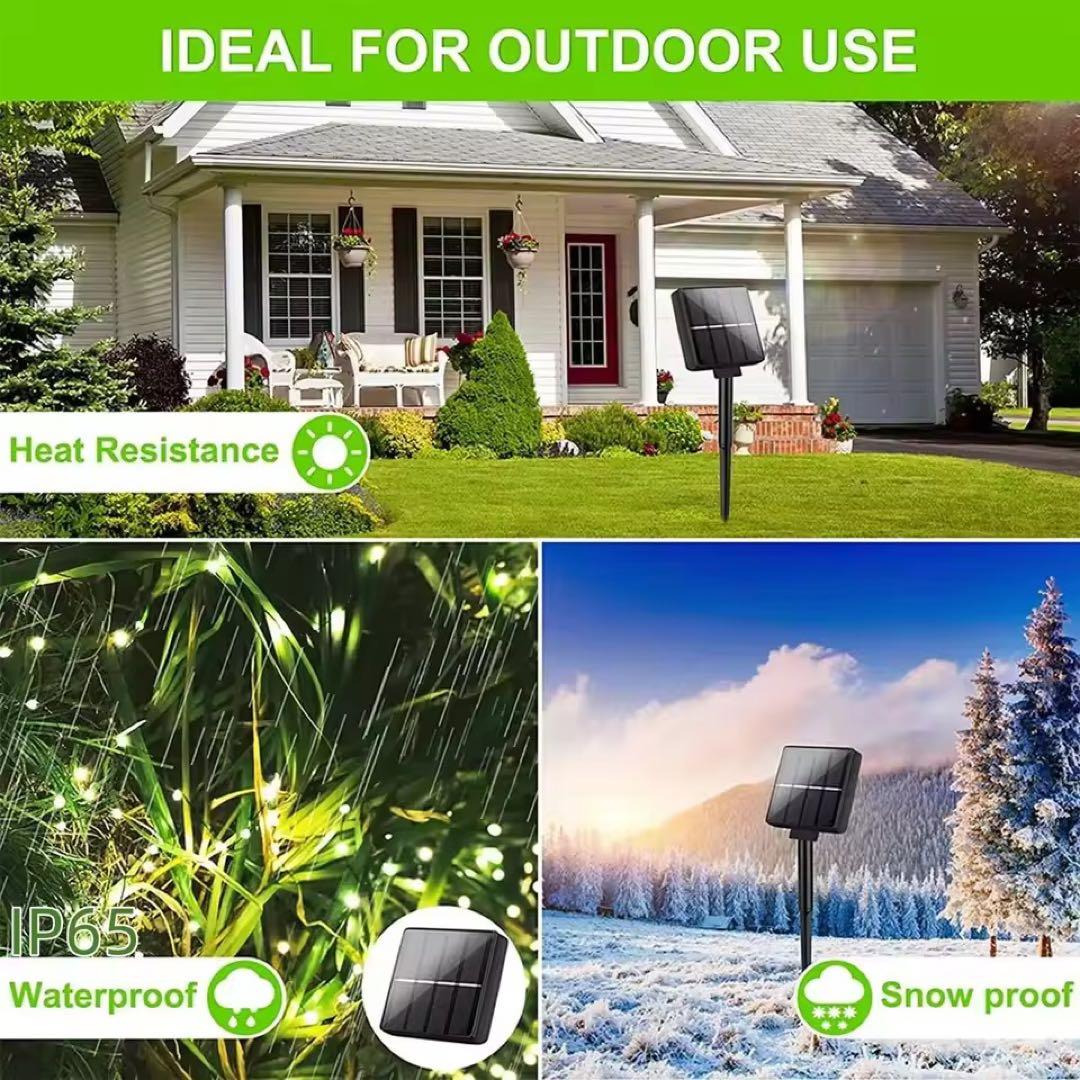 【ワームホワイト】ソーラー ストリングライト 7m×4本セット イルミネーション