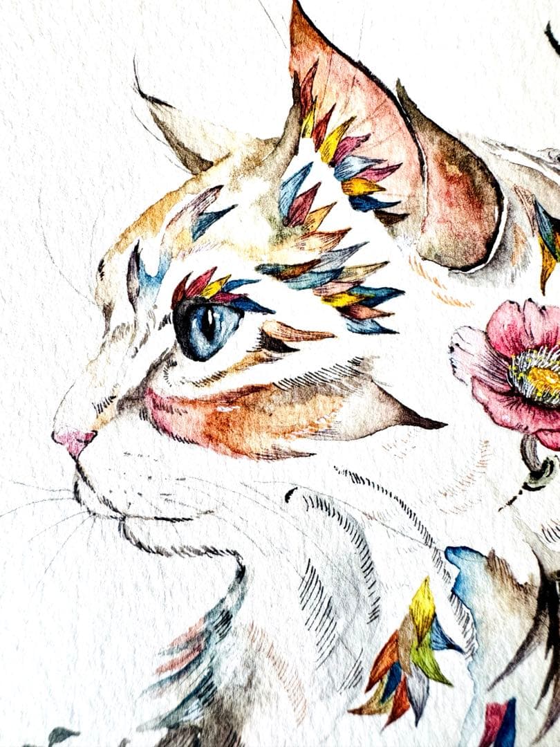 猫 原画 額装込み #02