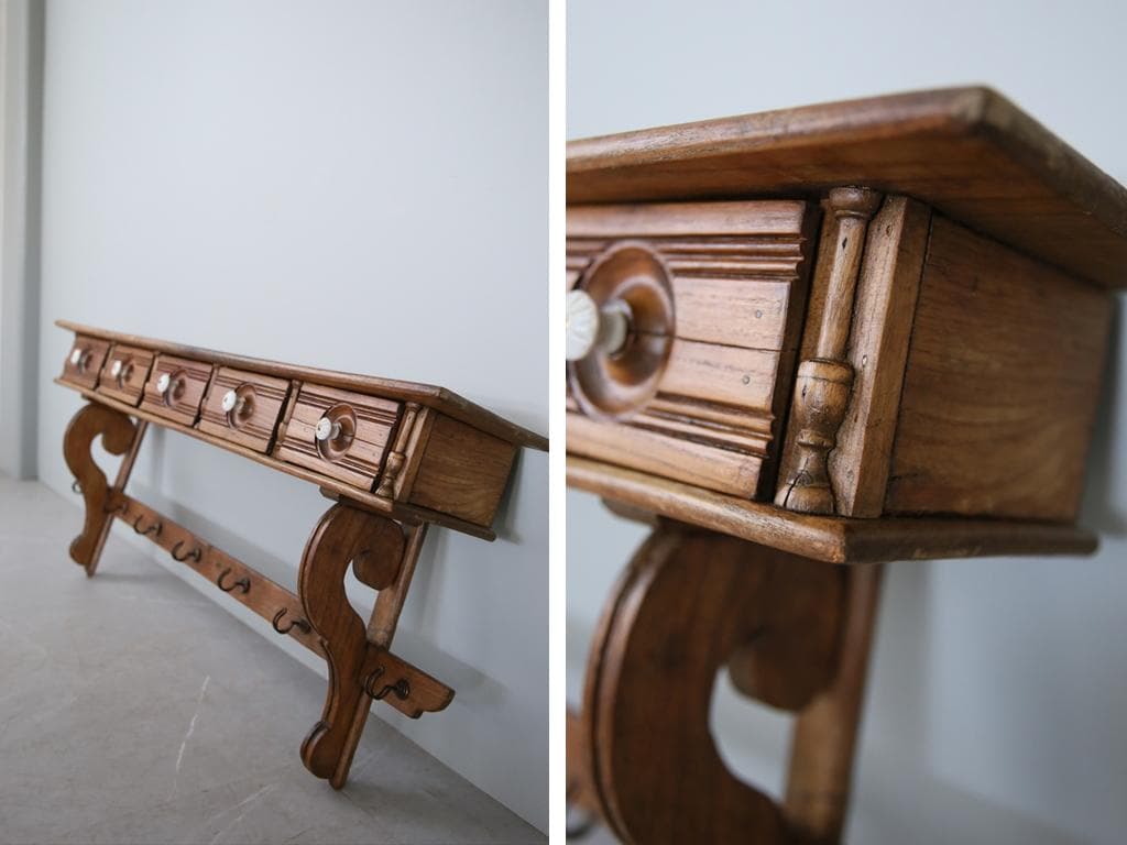 フランスアンティーク木製ウォールシェルフ/壁掛けラック/飾り棚/収納(85-85