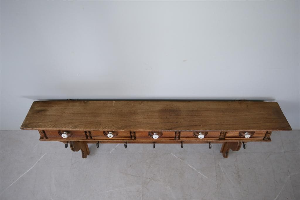 フランスアンティーク木製ウォールシェルフ/壁掛けラック/飾り棚/収納(85-85