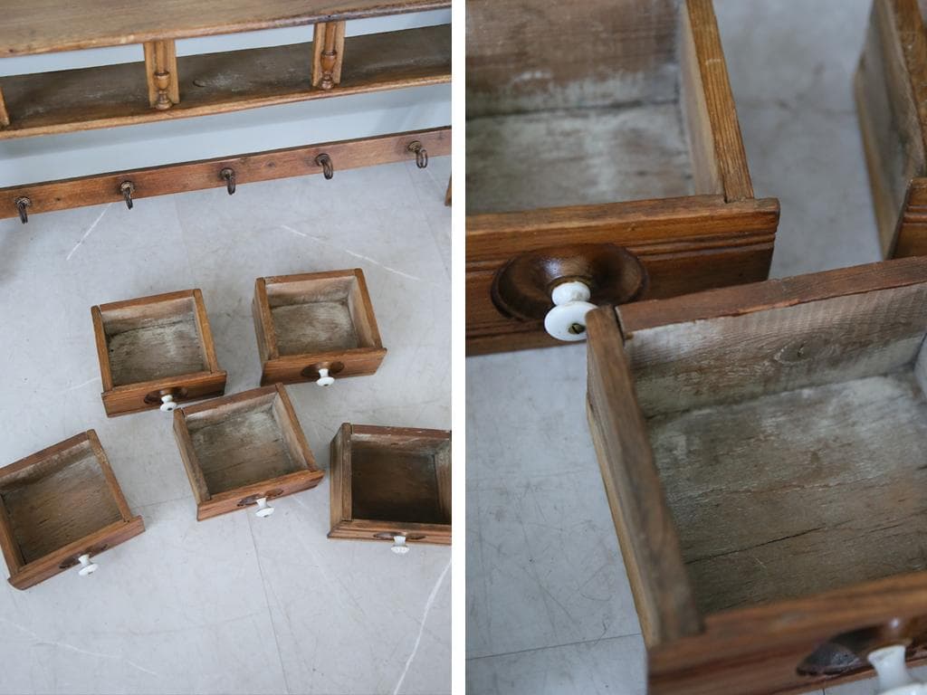 フランスアンティーク木製ウォールシェルフ/壁掛けラック/飾り棚/収納(85-85