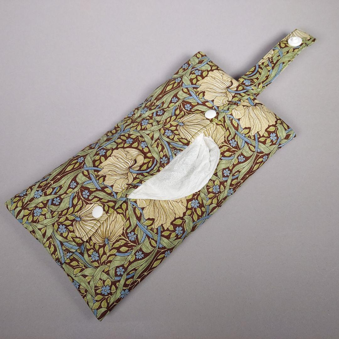 携帯用boxティッシュケース(ウィリアム・モリス＊ピンパーネル ブラウン)