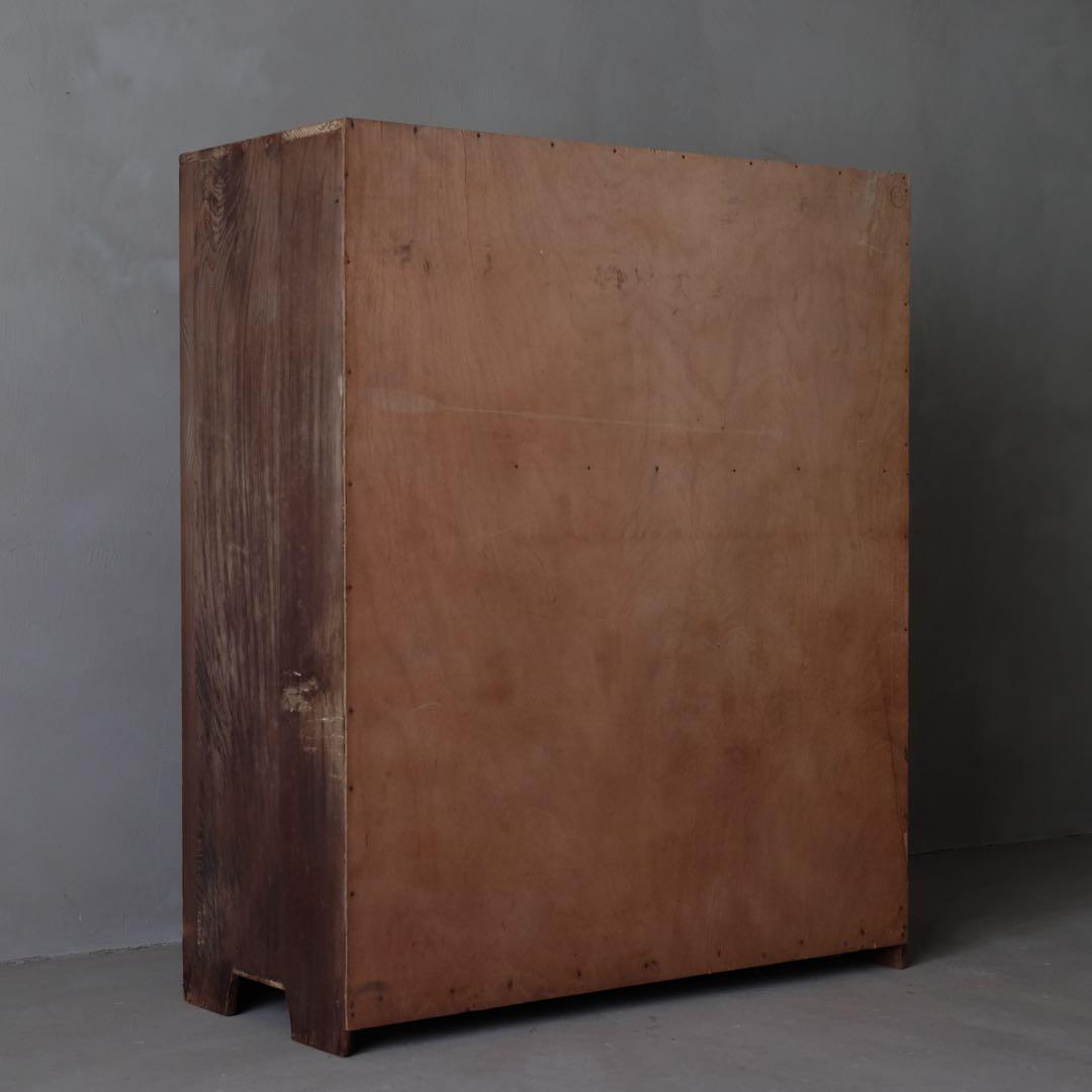 杉材 収納棚　板戸 食器棚 本箱 水屋箪笥 古家具 昭和レトロ