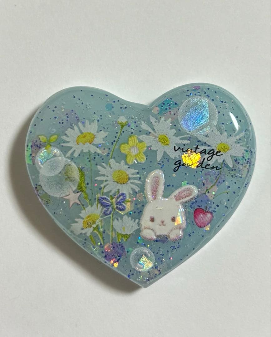 再販不可。ハートうさぎ♡ディジー♡レジンヘアゴムブローチ