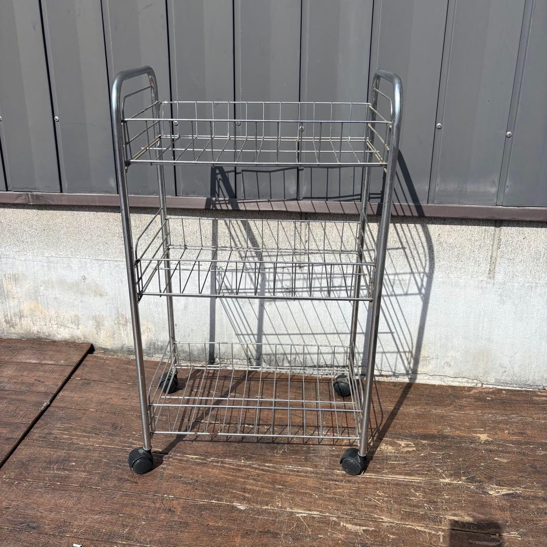 C5 ワイヤーラック 3段キャスター付スチールラック 収納ワゴン キッチンラック