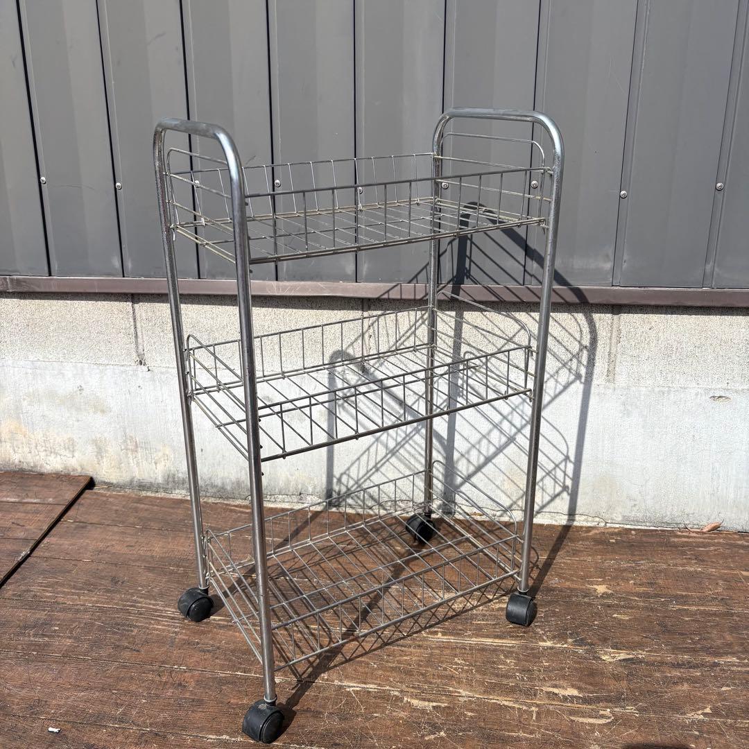 C5 ワイヤーラック 3段キャスター付スチールラック 収納ワゴン キッチンラック