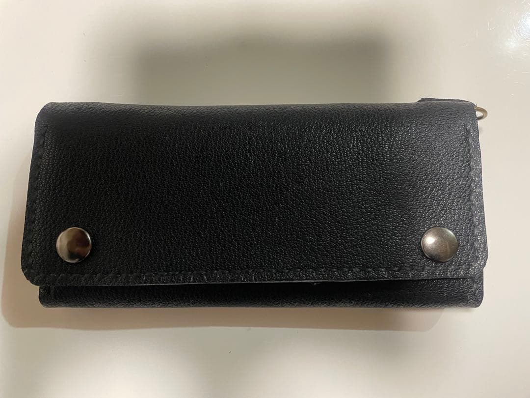 本革 長財布 ロングウォレット ハンドメイド 手縫い ブラック 黒