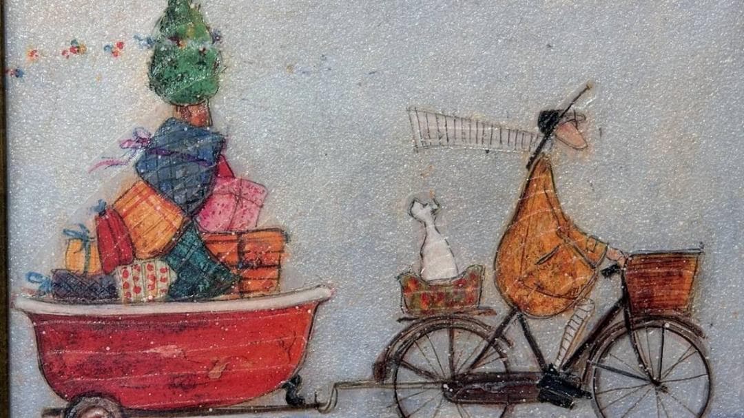 サムトフト アートフレーム「バスタブいっぱいの元気」●犬 癒アート