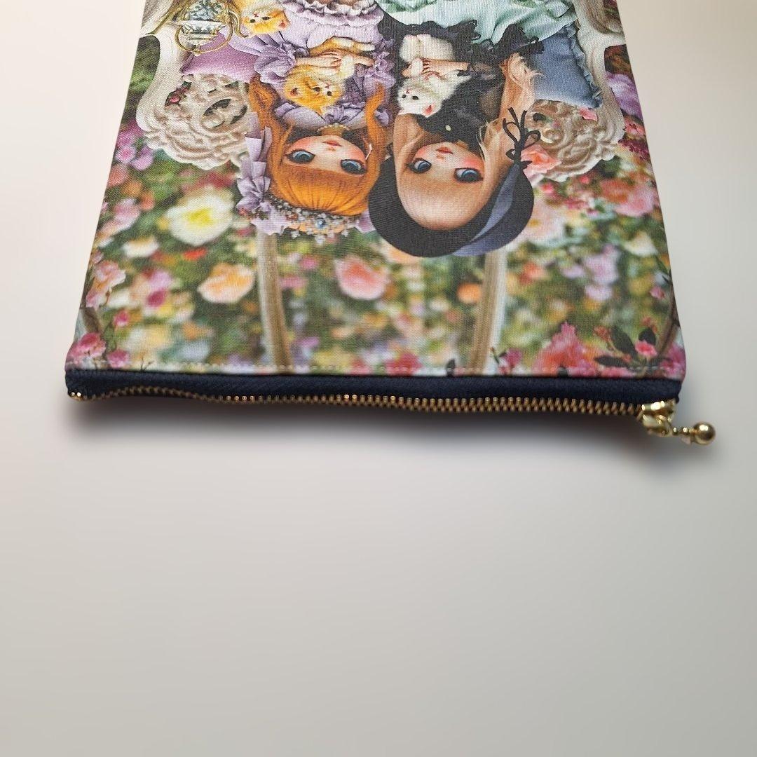 激レアポメラニアンパネル生地　ハンドメイド　両面パネルフラットポーチ