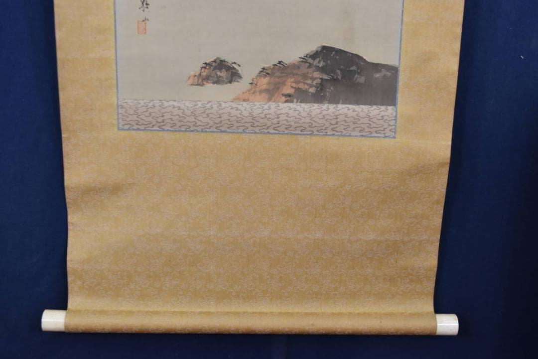 【真作】 敬山/秋景嵐峽/山水図/4-3/掛軸/名家伝来/AA-848