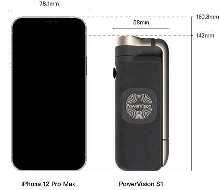 PowerVisionスマホ用3軸ジンバル、モバイルバッテリー、内蔵スタンド付き