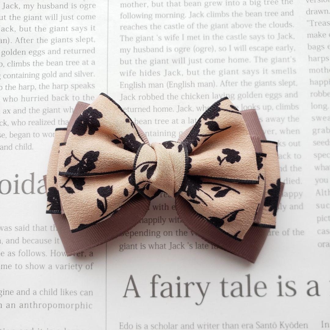 リボン　ヘアゴム♡バランスリボン♡フラワーシフォン♡ハンドメイド