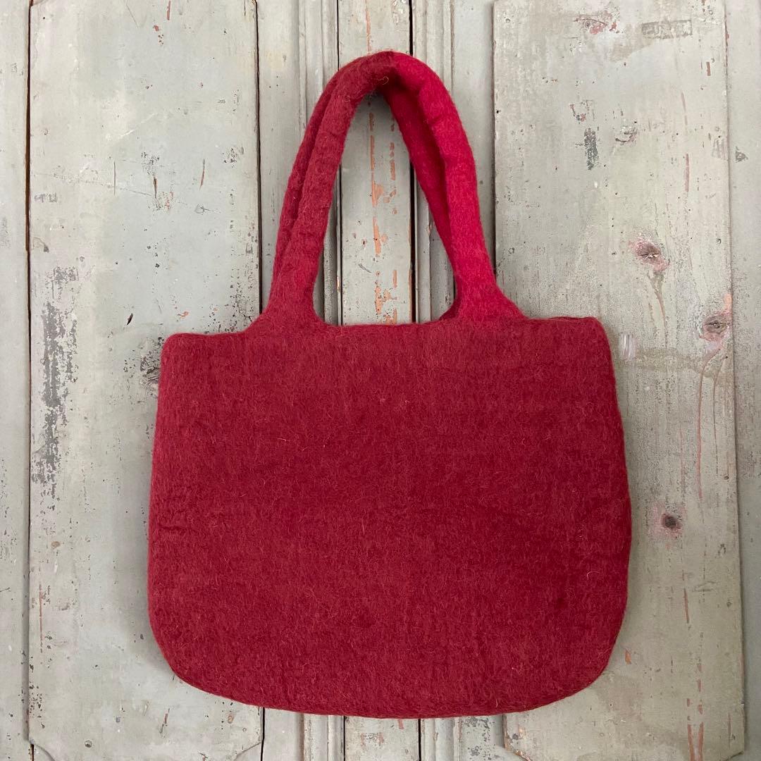 SALE! 羊毛 フェルト ドット バッグ トートバッグ ハンドメイド
