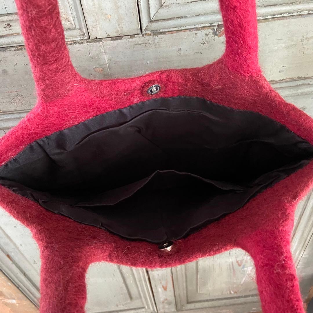 SALE! 羊毛 フェルト ドット バッグ トートバッグ ハンドメイド