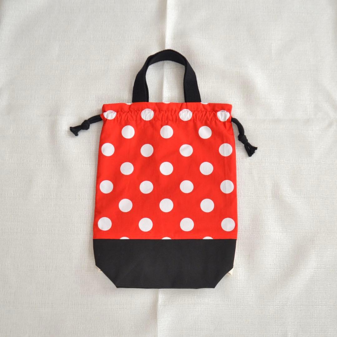 入園・入学準備6点セット　水玉　赤　レッド　黒　ブラック